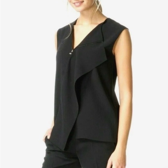 Alfani Women’s Asymmetrical Zip-Front Sleeveless Blouse Black Size XXL - Picture 2 of 6